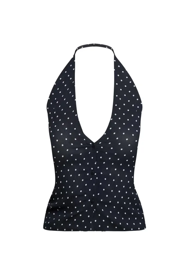 Sets and Coords Women Lioness Fashion BRAT HALTER TOP Onyx Polka Sets and Coords Women Lioness Fashion BRAT HALTER TOP Onyx Polka
