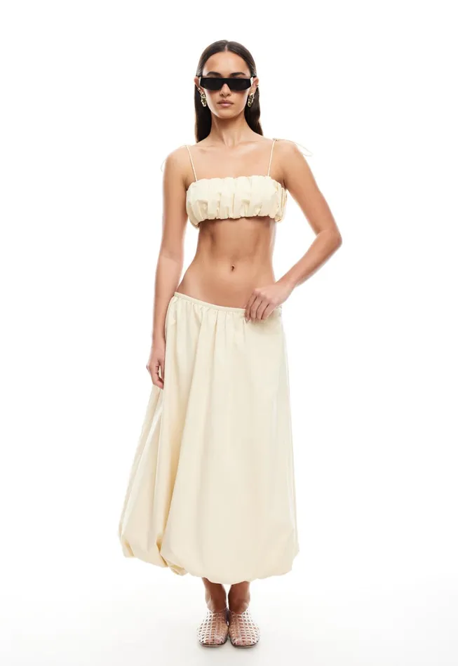 Sets and Coords Women Lioness Fashion INTUITION BUBBLE MIDI SKIRT Cornsilk