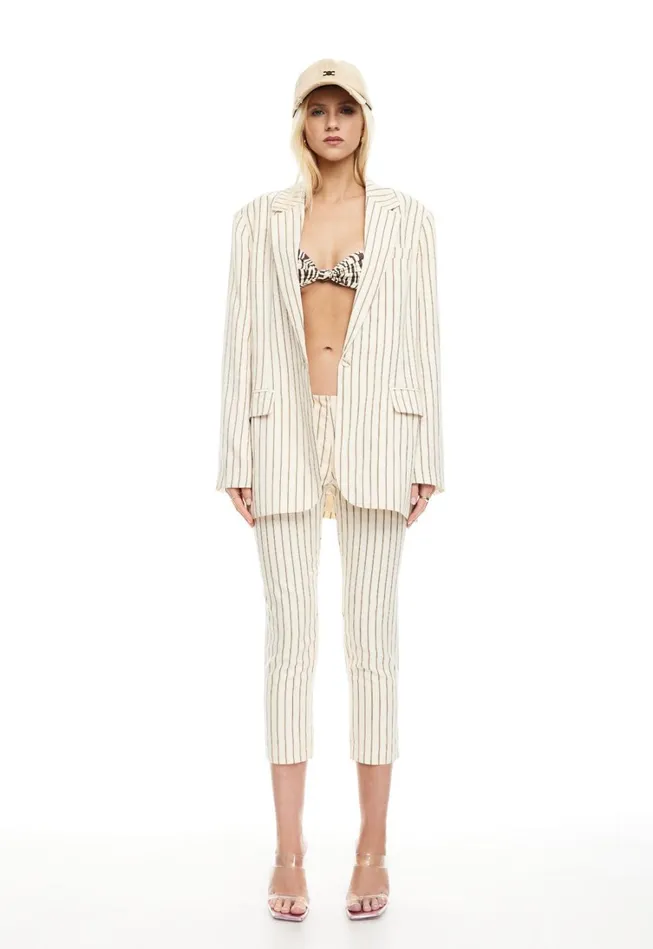 Sets and Coords Women Lioness Fashion LES DEUX BLAZER Cream Stripe Sets and Coords Women Lioness Fashion LES DEUX BLAZER Cream Stripe