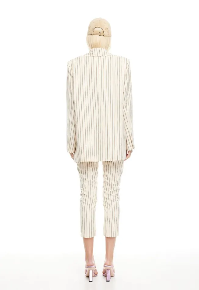 Sets and Coords Women Lioness Fashion LES DEUX BLAZER Cream Stripe Sets and Coords Women Lioness Fashion LES DEUX BLAZER Cream Stripe