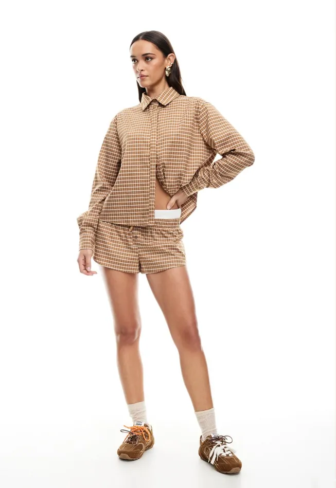 Sets and Coords Women Lioness Fashion NIRVANA SHIRT Chocolate Check Sets and Coords Women Lioness Fashion NIRVANA SHIRT Chocolate Check