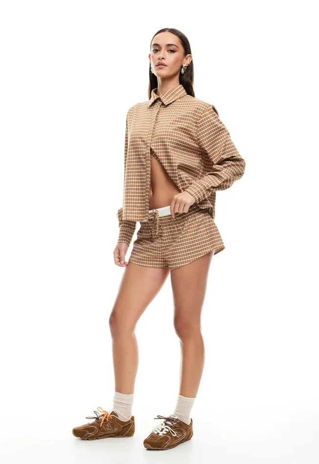 Sets and Coords Women Lioness Fashion NIRVANA SHIRT Chocolate Check Sets and Coords Women Lioness Fashion NIRVANA SHIRT Chocolate Check
