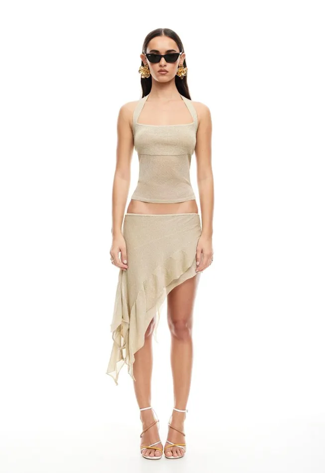 Sets and Coords Women Lioness Fashion PALISADES HALTER TOP Oyster