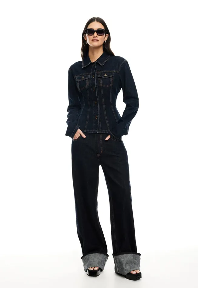 Sets and Coords Women Lioness Fashion TOP MODEL CUFFED JEAN Dark Denim