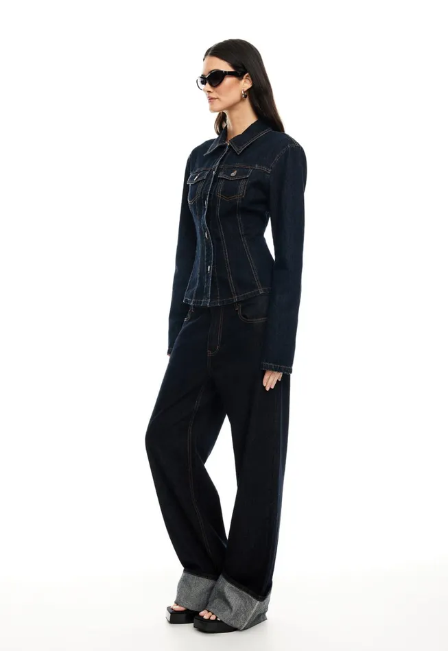 Sets and Coords Women Lioness Fashion TOP MODEL CUFFED JEAN Dark Denim Sets and Coords Women Lioness Fashion TOP MODEL CUFFED JEAN Dark Denim