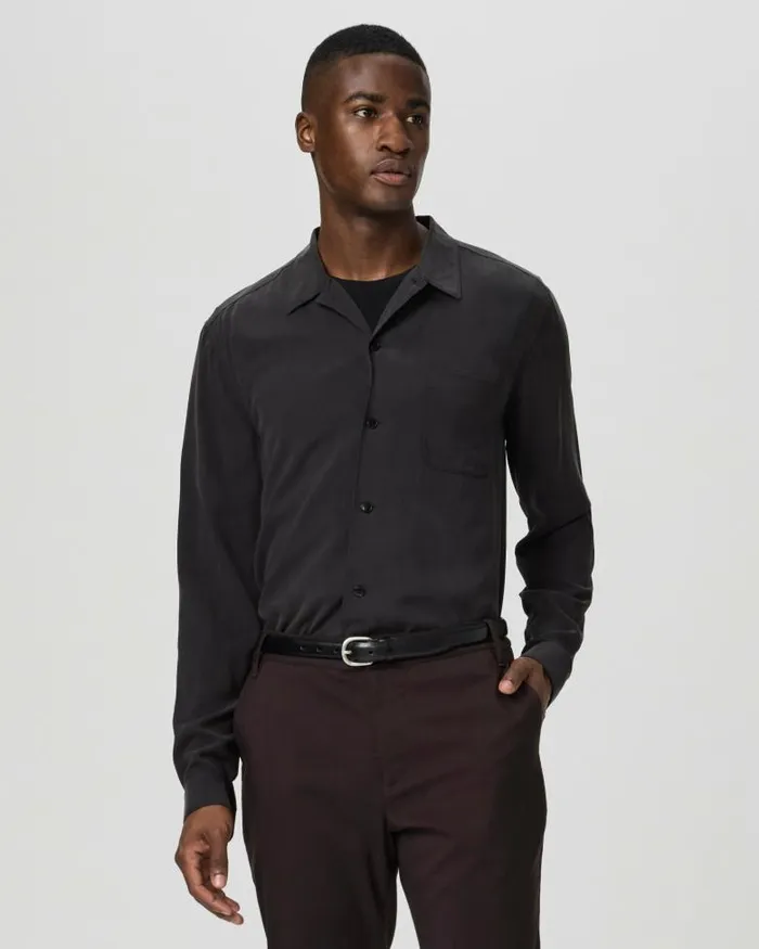 Shirts Men PAIGE Icon Capsule Carnaby Button Up 8211 Bristol Black Silk