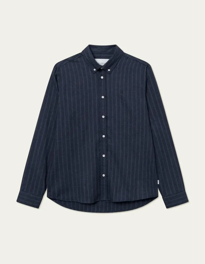 ShirtsOvershirts Men Les Deux Desert Reg Stripe Shirt 8211 Dark NavyIvory