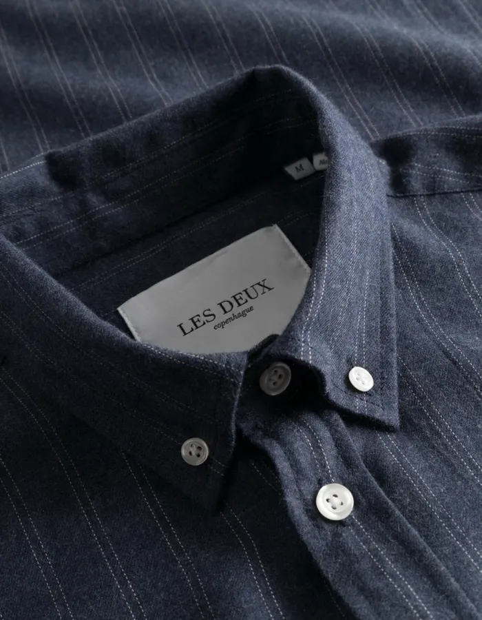 ShirtsOvershirts Men Les Deux Desert Reg Stripe Shirt 8211 Dark NavyIvory