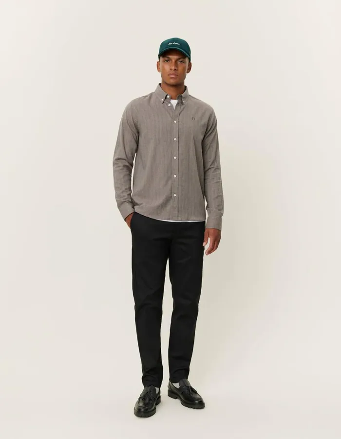 ShirtsOvershirts Men Les Deux Desert Reg Stripe Shirt 8211 Mountain GreyIvory