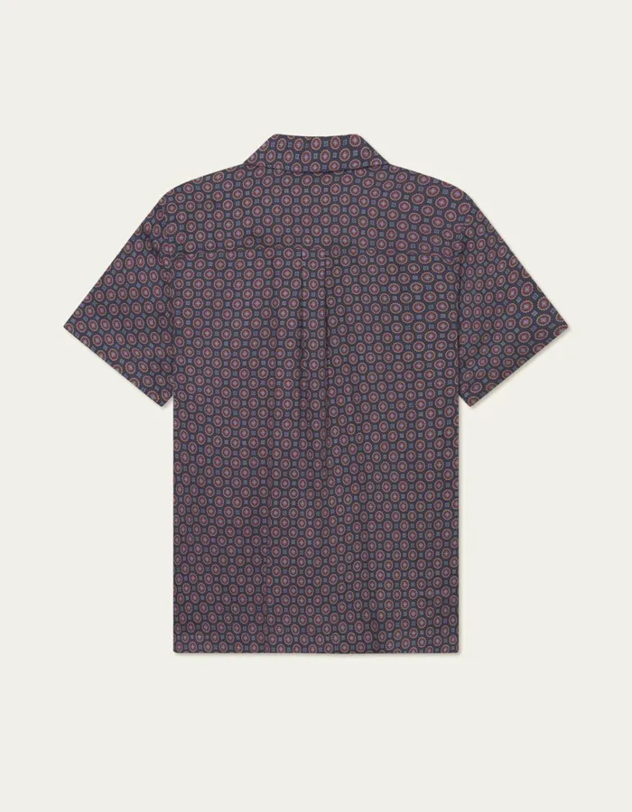 ShirtsOvershirts Men Les Deux Foulard AOP SS Shirt 8211 Dark Navy