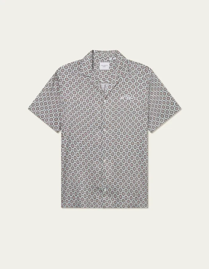 ShirtsOvershirts Men Les Deux Foulard AOP SS Shirt 8211 Smoke Green