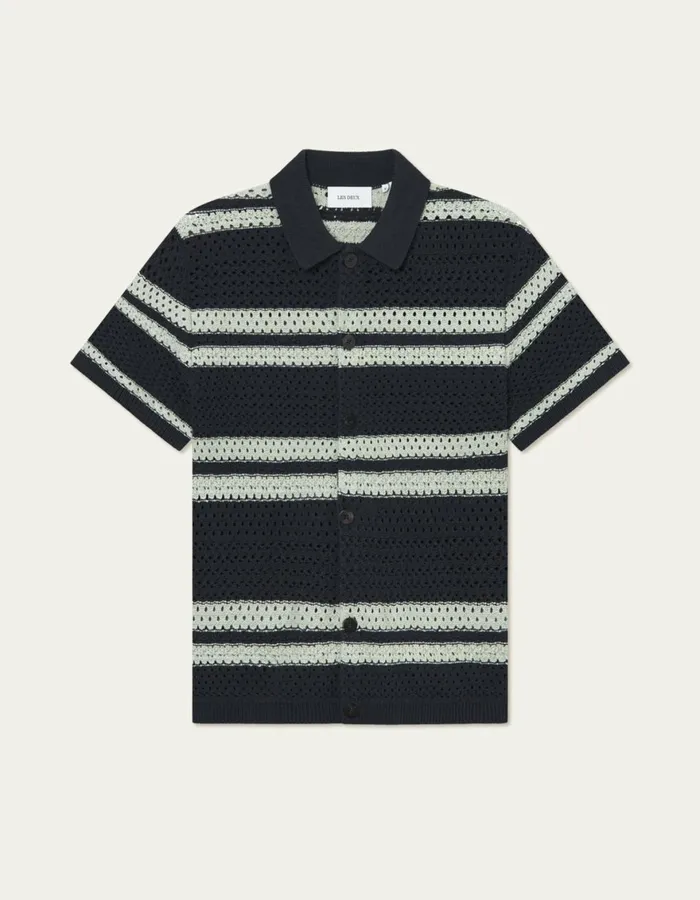 ShirtsOvershirts Men Les Deux Gianni SS Knit Shirt 8211 Dark Navy