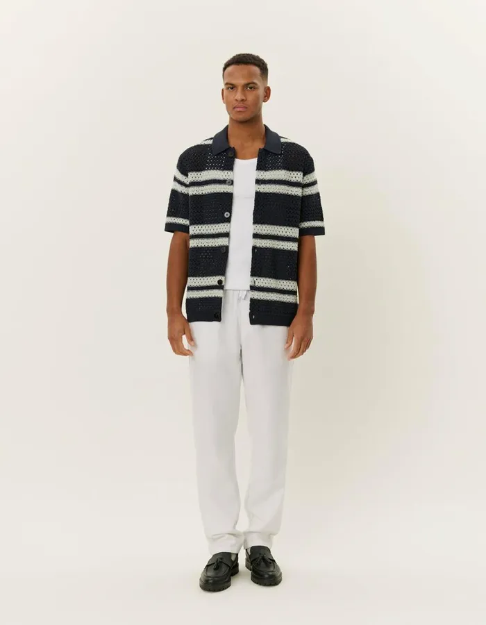 ShirtsOvershirts Men Les Deux Gianni SS Knit Shirt 8211 Dark Navy