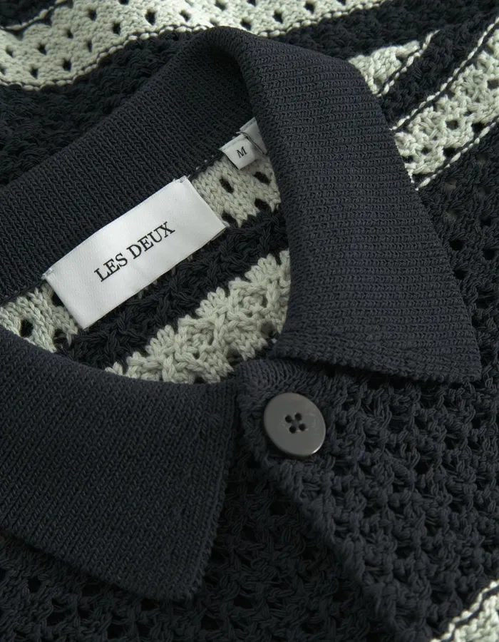 ShirtsOvershirts Men Les Deux Gianni SS Knit Shirt 8211 Dark Navy