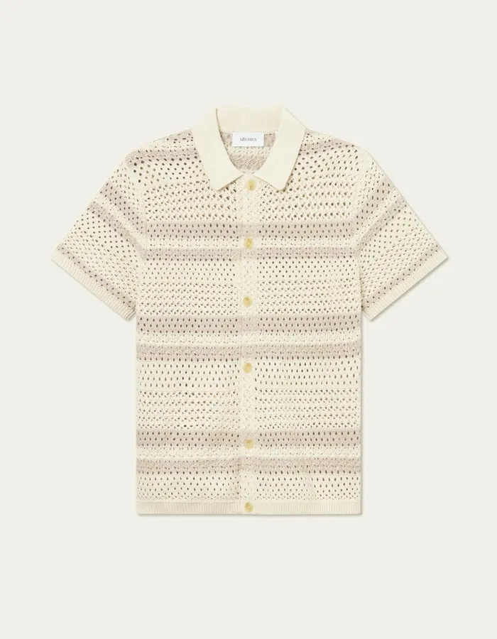 ShirtsOvershirts Men Les Deux Gianni SS Knit Shirt 8211 Ivory