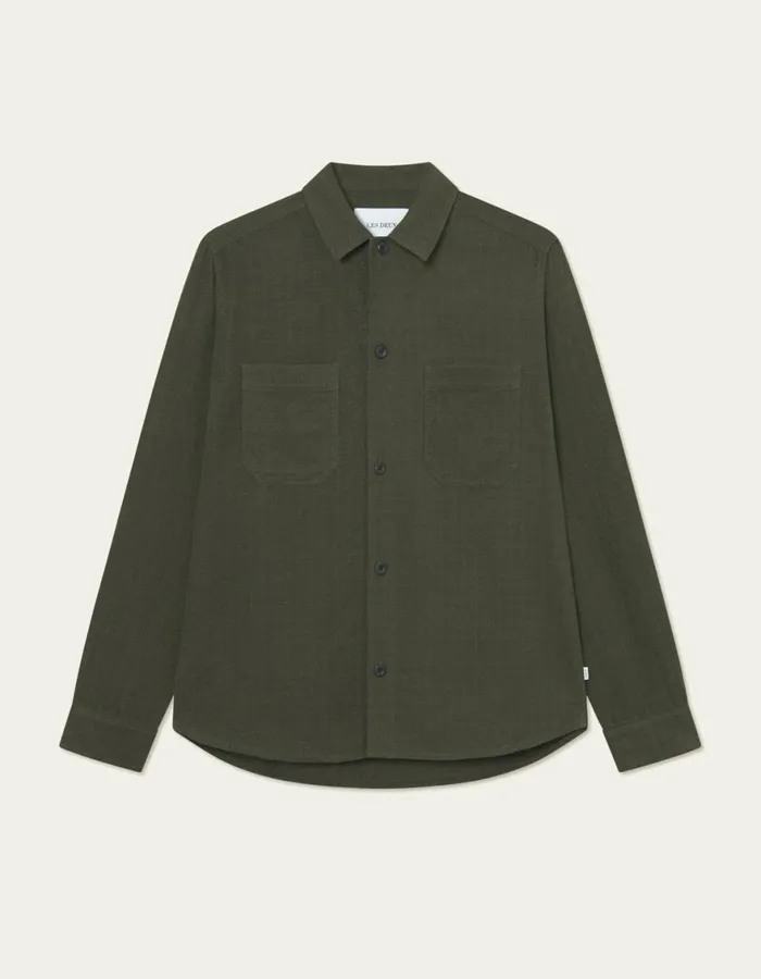 ShirtsOvershirts Men Les Deux Hamilton Overshirt 8211 Forest Green