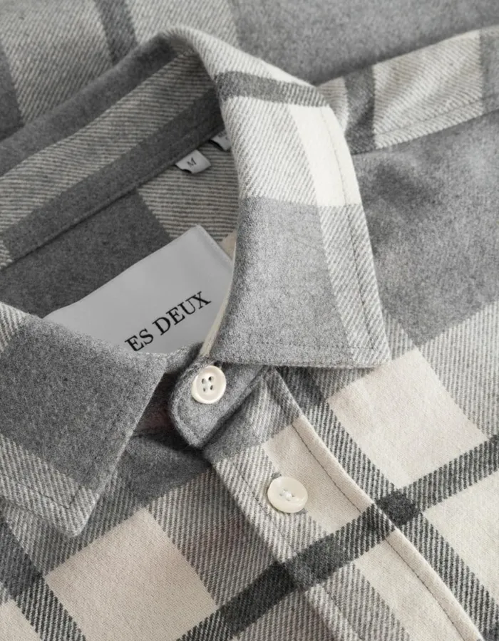 ShirtsOvershirts Men Les Deux Jeremy Flannel Shirt 8211 Snow MelangeLight Grey Melange