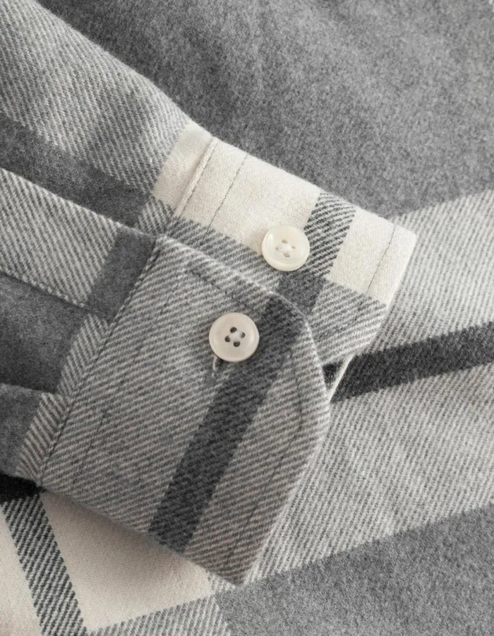 ShirtsOvershirts Men Les Deux Jeremy Flannel Shirt 8211 Snow MelangeLight Grey Melange