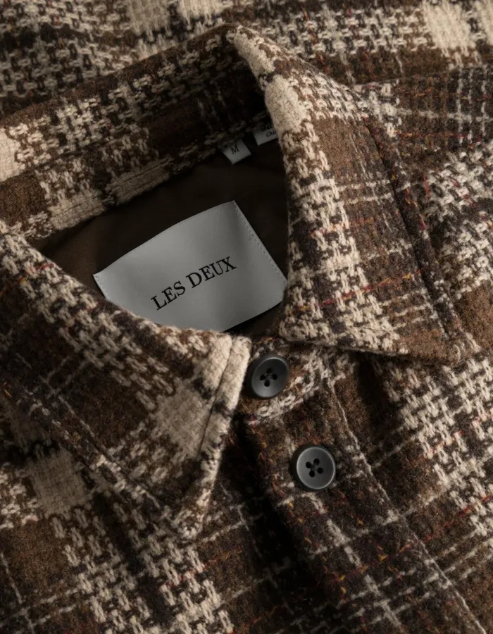 ShirtsOvershirts Men Les Deux Jonathan Check Overshirt 8211 Coffee BrownDark Sand