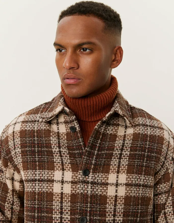 ShirtsOvershirts Men Les Deux Jonathan Check Overshirt 8211 Coffee BrownDark Sand
