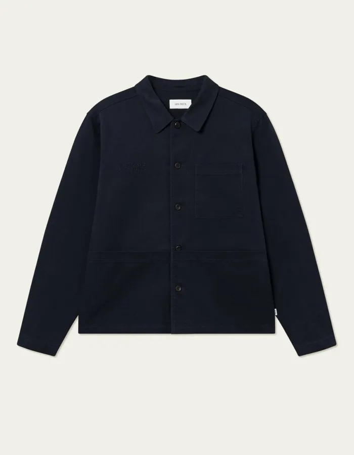 ShirtsOvershirts Men Les Deux Journey Embroidery Overshirt 8211 Dark Navy