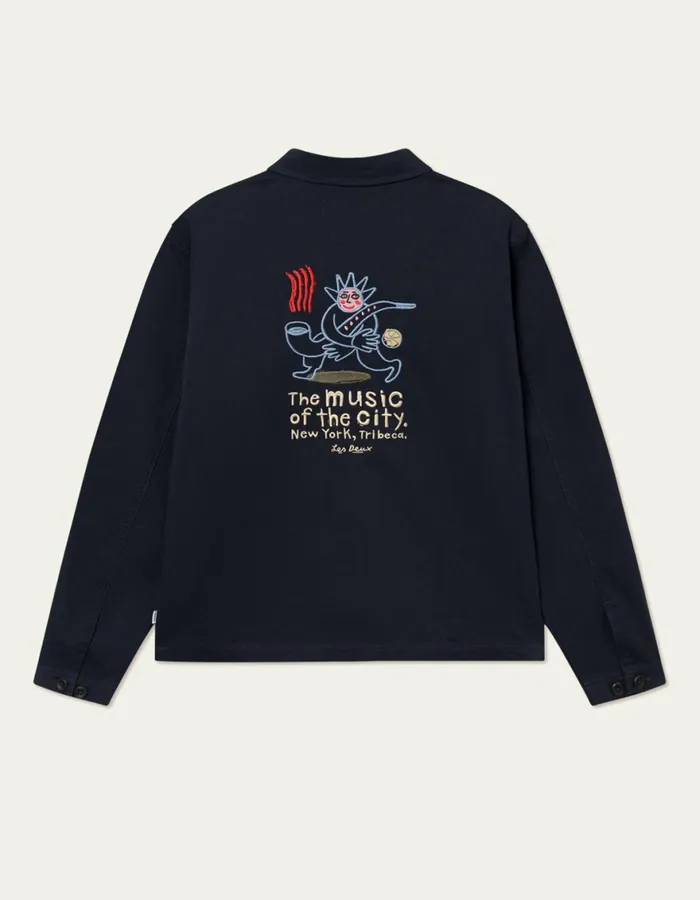 ShirtsOvershirts Men Les Deux Journey Embroidery Overshirt 8211 Dark Navy