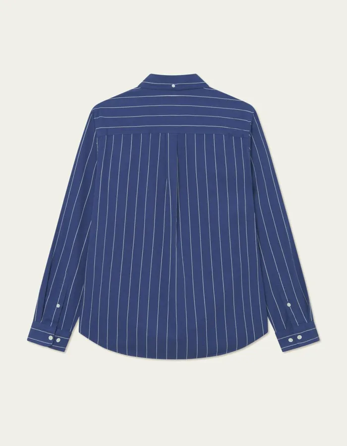 ShirtsOvershirts Men Les Deux Kent Stripe Peached Poplin Shirt 8211 BlueprintWhite