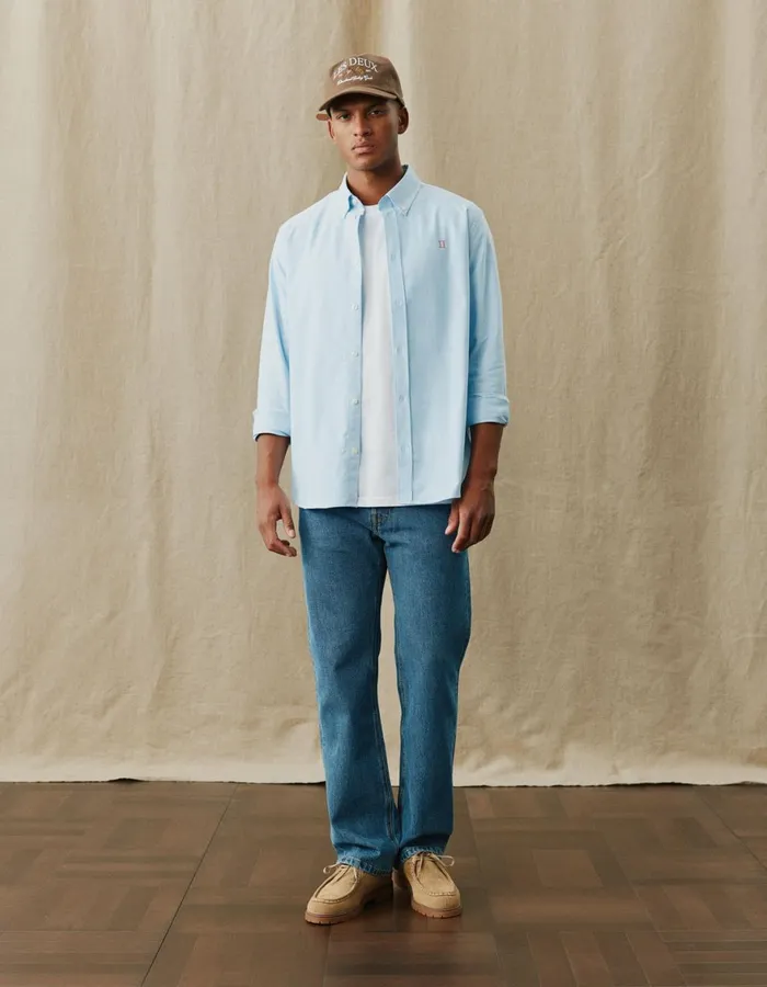ShirtsOvershirts Men Les Deux Konrad Contrast Oxford Shirt 8211 Light Blue