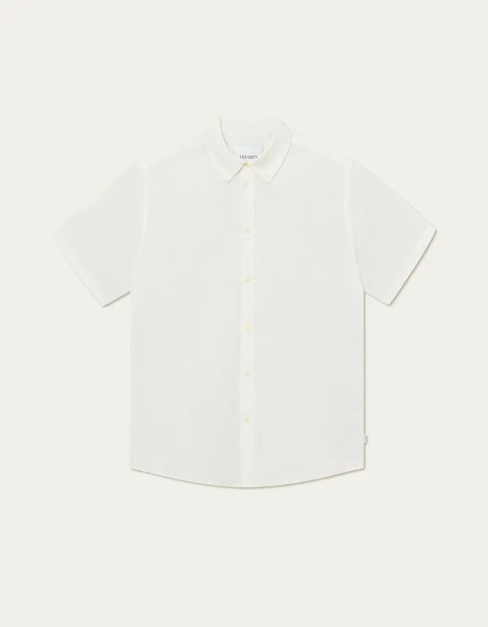 ShirtsOvershirts Men Les Deux Kris Linen SS Shirt 8211 WhiteWhite