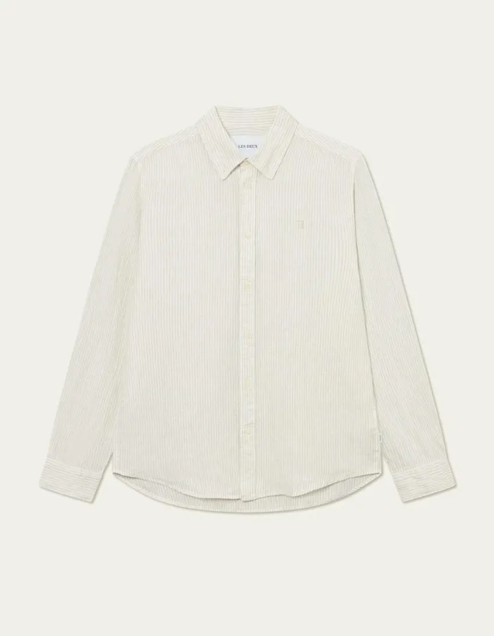 ShirtsOvershirts Men Les Deux Kristian Linen BD Shirt 8211 Light IvoryWalnut