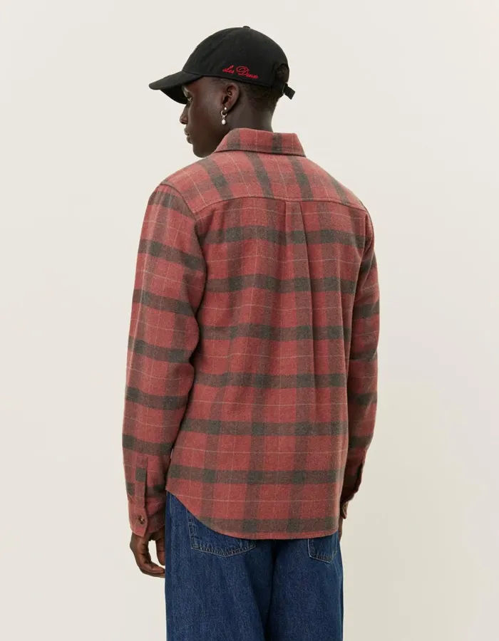 ShirtsOvershirts Men Les Deux Lennon Flannel Check Overshirt 8211 Coffee BrownFired Brick