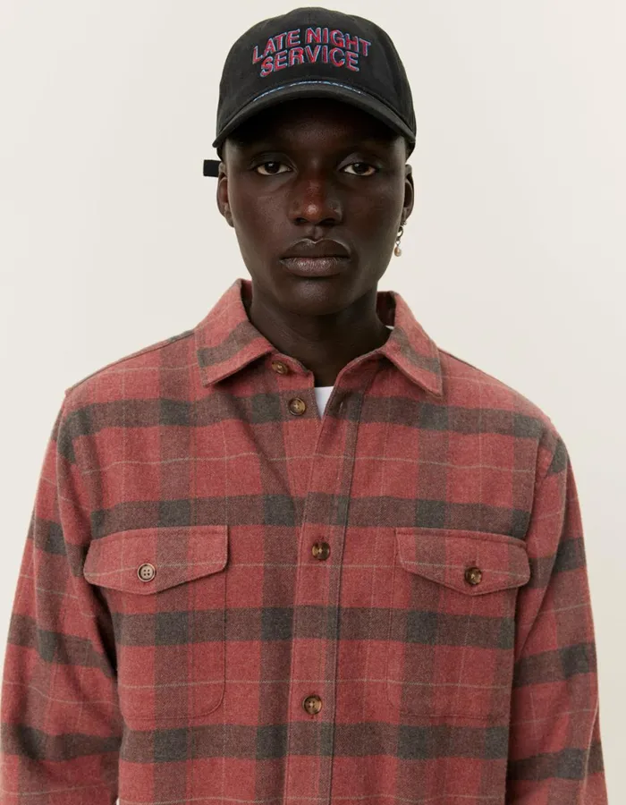 ShirtsOvershirts Men Les Deux Lennon Flannel Check Overshirt 8211 Coffee BrownFired Brick
