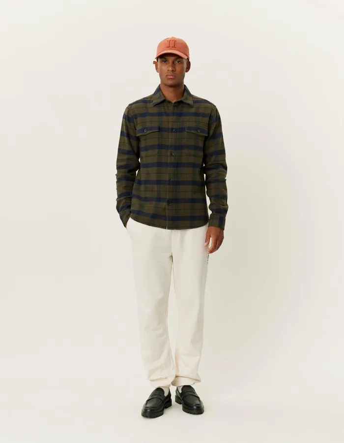ShirtsOvershirts Men Les Deux Lennon Flannel Check Overshirt 8211 RosinDark Navy