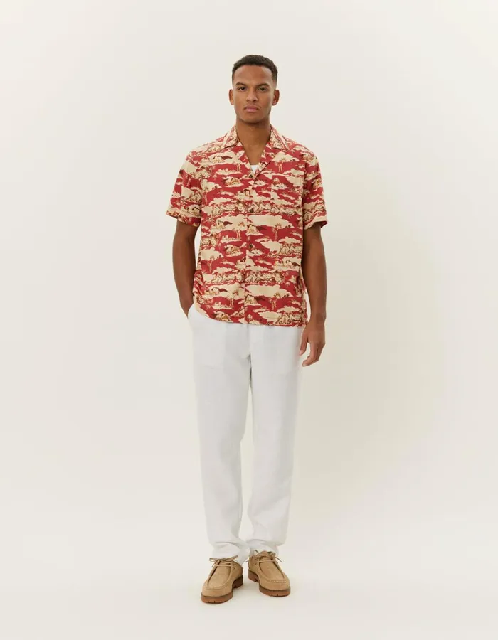 ShirtsOvershirts Men Les Deux Lesley Ruins AOP SS Shirt 8211 Bossa NovaSummer Melon