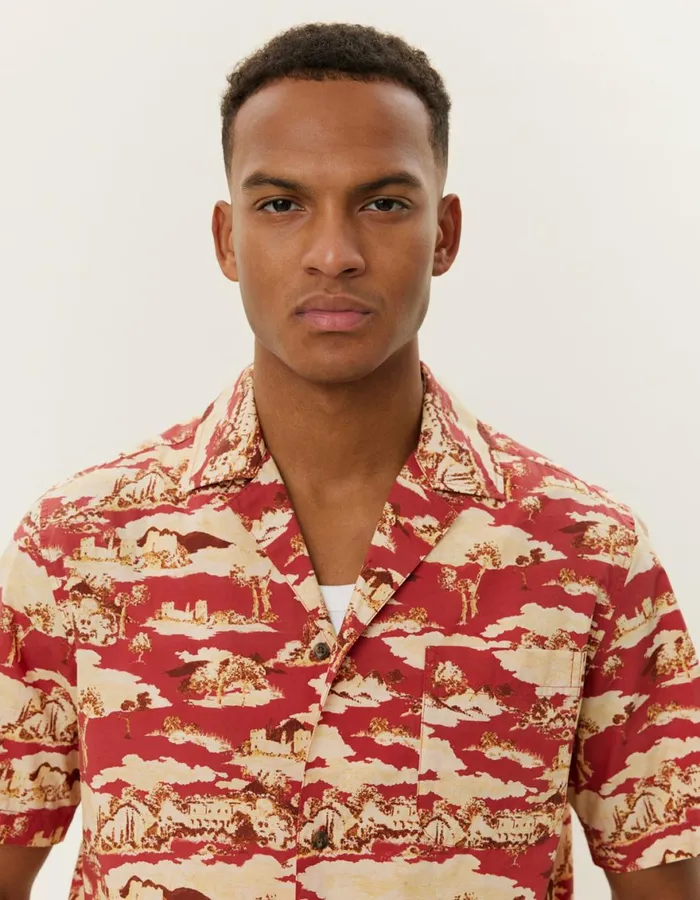ShirtsOvershirts Men Les Deux Lesley Ruins AOP SS Shirt 8211 Bossa NovaSummer Melon