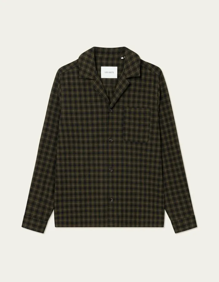 ShirtsOvershirts Men Les Deux Ludwig Flannel Pyjama Shirt and Pants 8211 RosinBlack