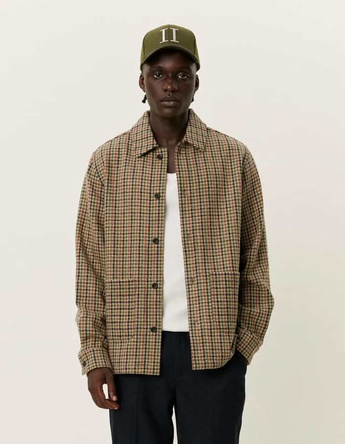 ShirtsOvershirts Men Les Deux Milian Houndstooth Overshirt 20 8211 Warm SandBlack