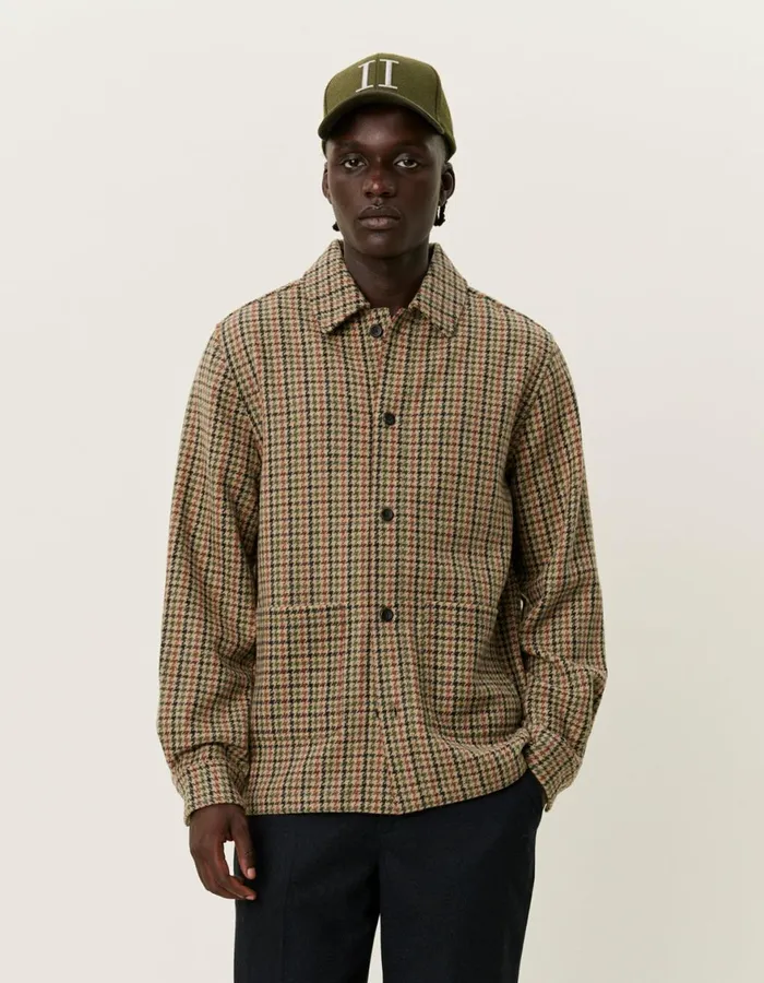 ShirtsOvershirts Men Les Deux Milian Houndstooth Overshirt 20 8211 Warm SandBlack