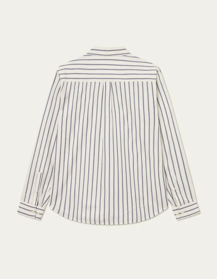 ShirtsOvershirts Men Les Deux Yale Stripe Poplin Shirt 8211 Light IvoryDark Navy