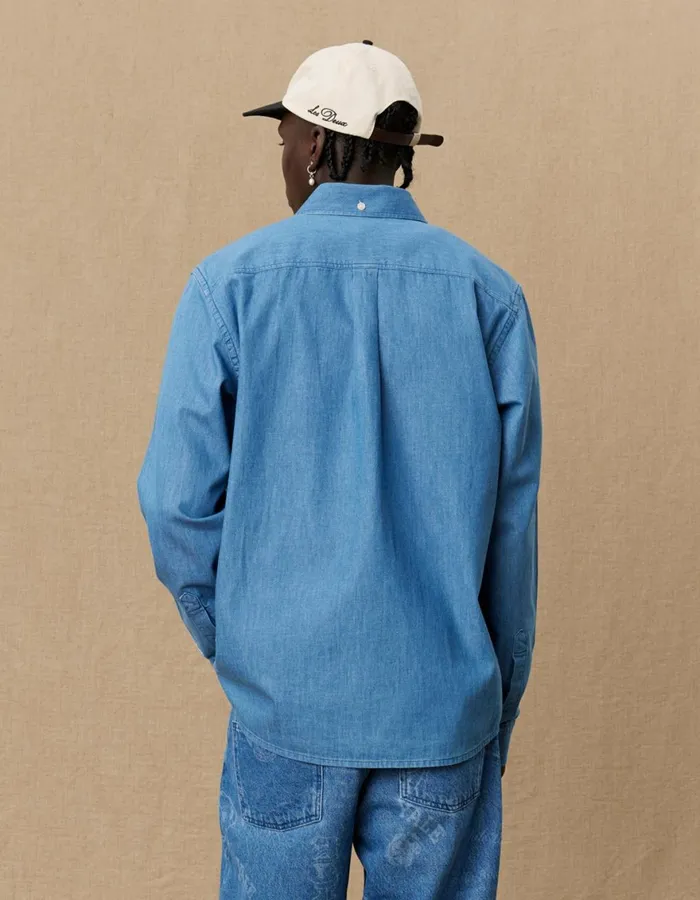 ShirtsOvershirts Men Les Deux Yale Y Denim Shirt 8211 Light Denim Blue