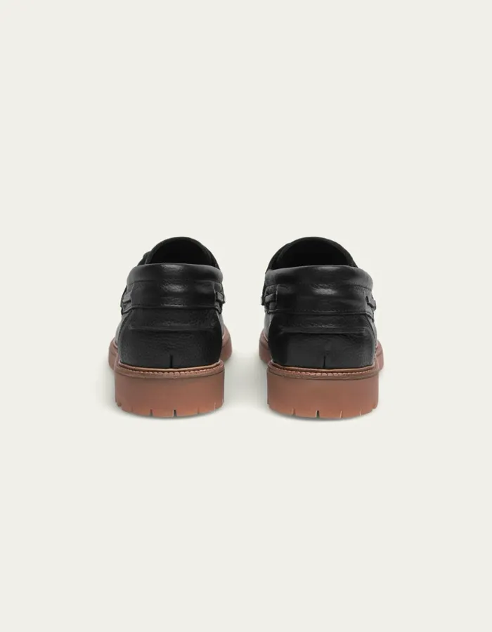 Shoes Men Les Deux Taylor Leather Boat Shoe 8211 BlackBlack