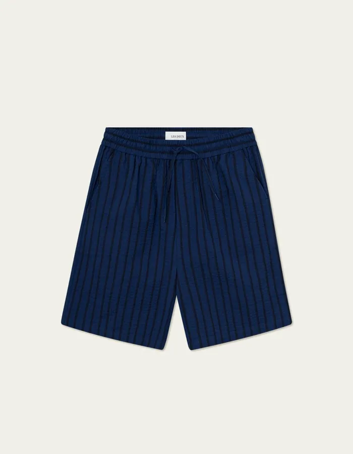 Shorts Men Les Deux Patrick Seersucker Shorts 8211 BlueprintDark Navy