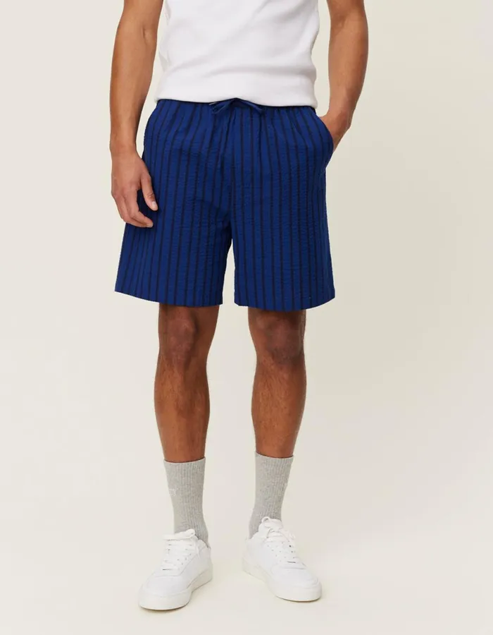 Shorts Men Les Deux Patrick Seersucker Shorts 8211 BlueprintDark Navy