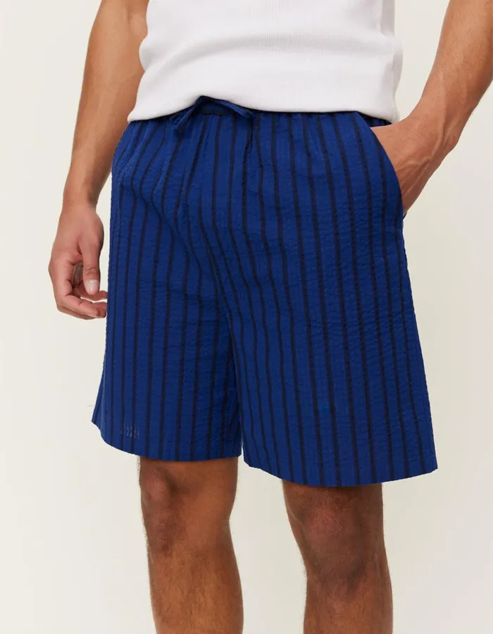 Shorts Men Les Deux Patrick Seersucker Shorts 8211 BlueprintDark Navy