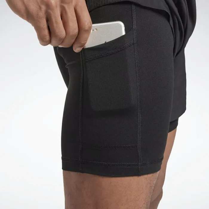 Shorts Mens Reebok Running Essentials TwoinOne Shorts Black