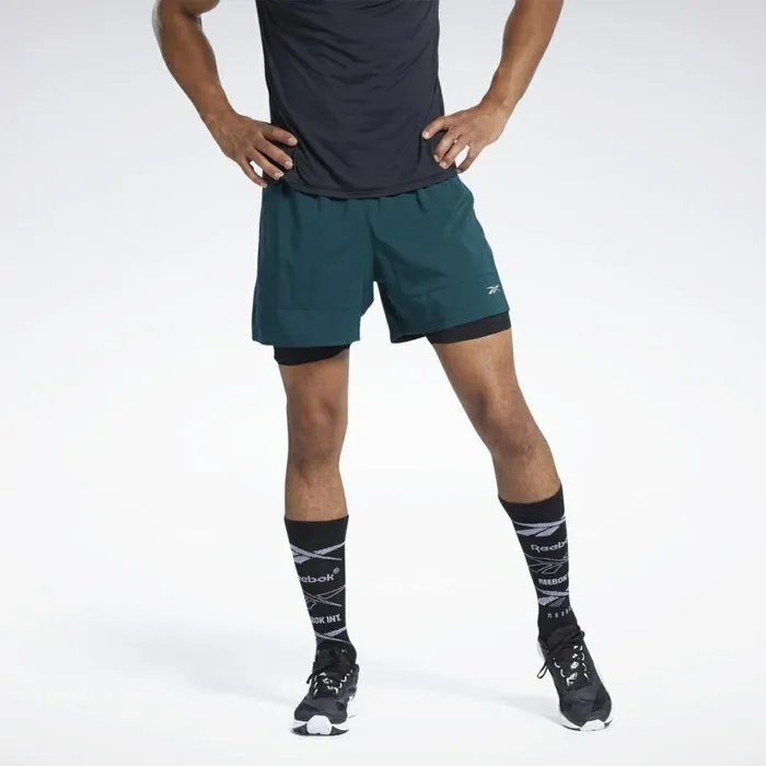 Shorts Mens Reebok Running Essentials TwoinOne Shorts Forest Green