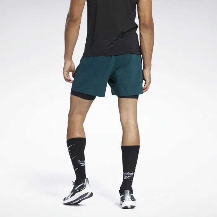 Shorts Mens Reebok Running Essentials TwoinOne Shorts Forest Green