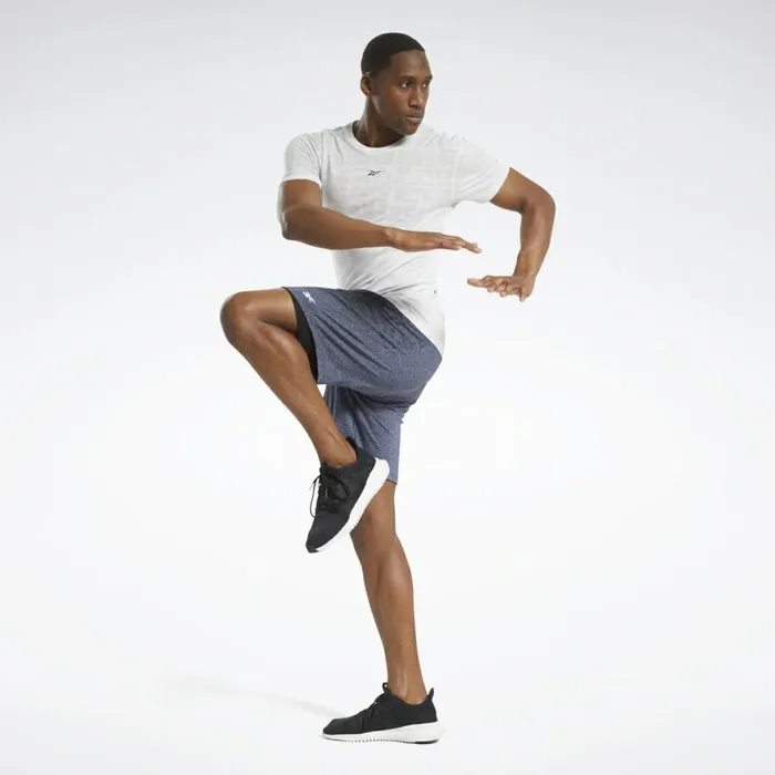 Shorts Mens Reebok United By Fitness 8Inch MyoKnit Seamless Shorts Vector Navy