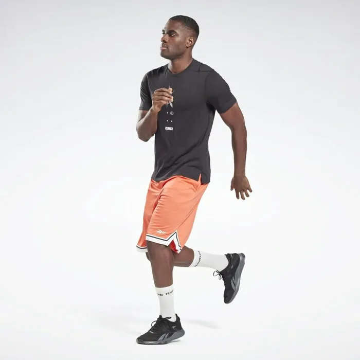 Shorts Mens Reebok Workout Ready Mesh Shorts Semi Orange Flare