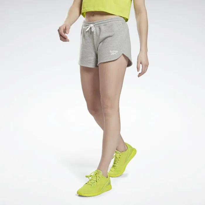 Shorts Womens Reebok Identity French Terry Shorts Medium Grey Heather White